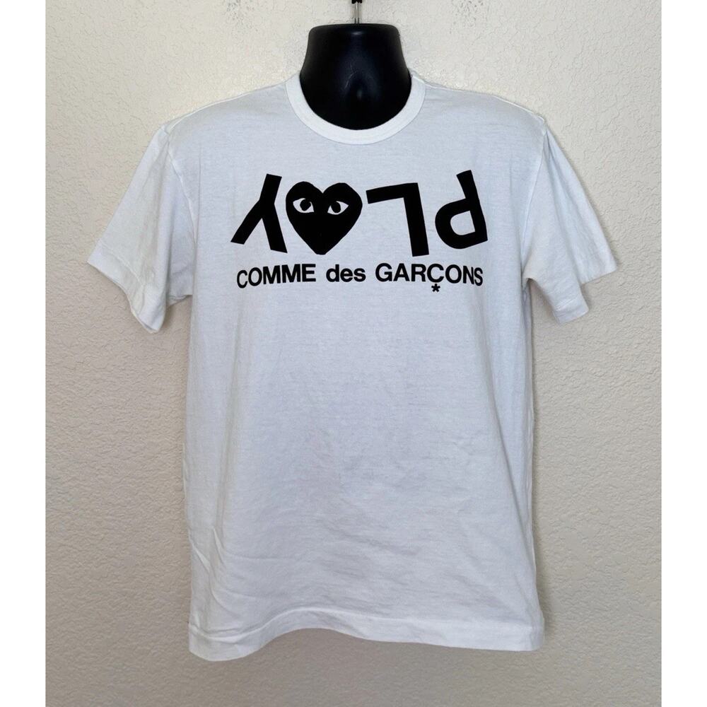 Comme Des Garcons CDG PLAY Inverted Text Heart Tee White AZ-T068 Size XL